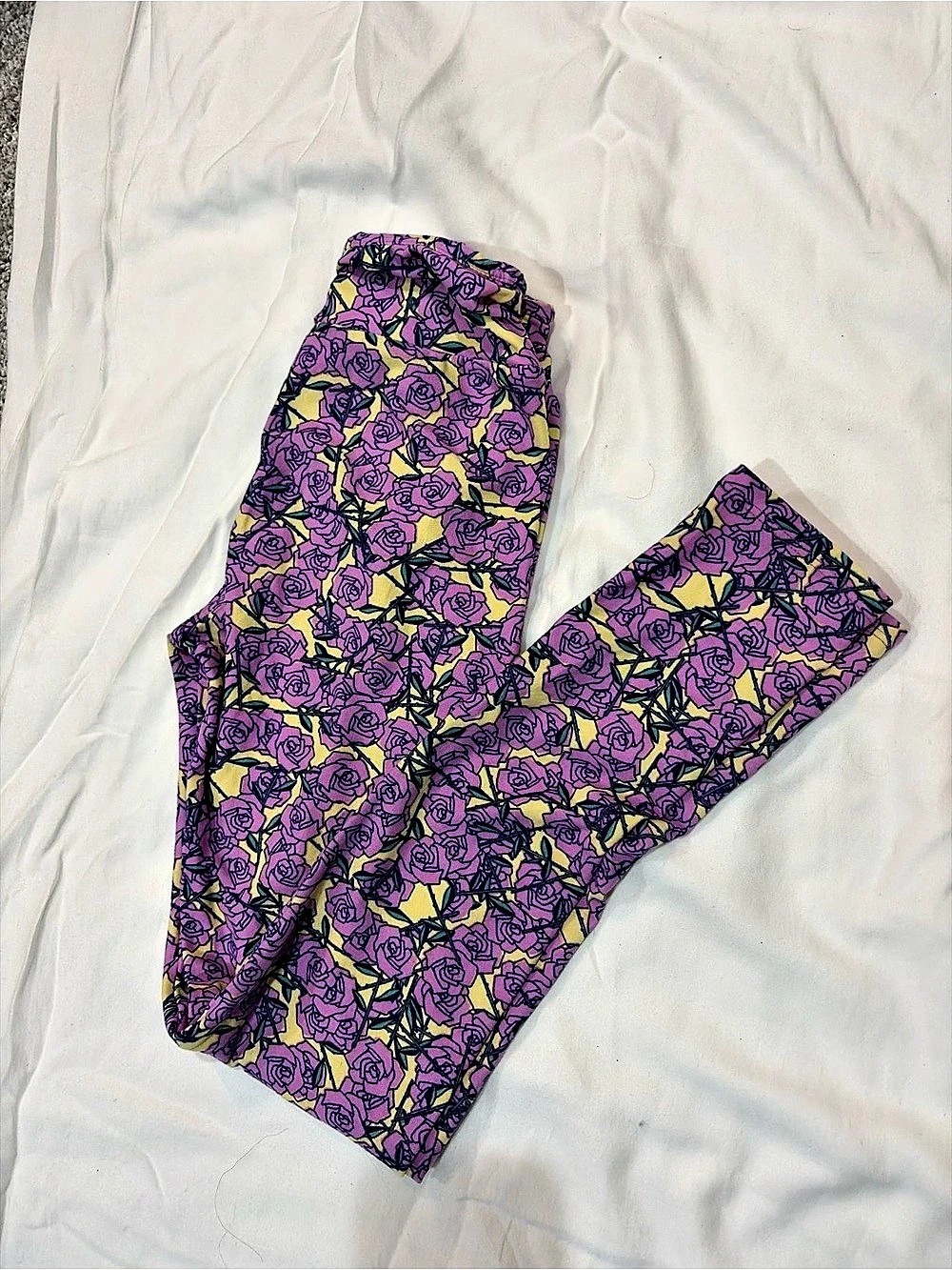 LuLaRoe tween Floral Purple & Black Leggings